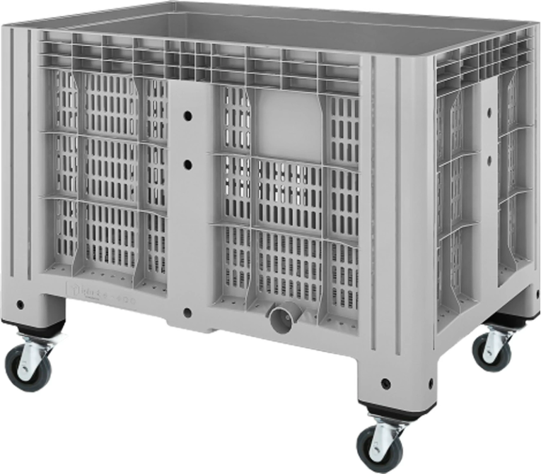 Контейнер 1200х800х913 мм перфорированный серый на колёсах купить в Ухте