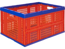 Ящик 600х400х310 перфорированный, складной красный