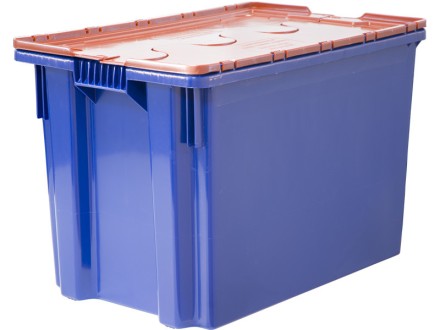 Ящик 600х400х400 Safe PRO сплошной, цв. синий с оранжевой крышкой