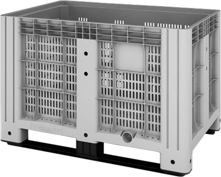 Контейнер 1200х800х800 мм перфорированный серый на полозьях купить в Ухте