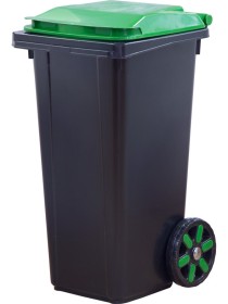 Мусорный бак 60л. с зелёной крышкой цв. чёрный