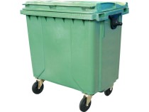 Мусорный контейнер 1 100л. на колёсах, с крышкой цв. зелёный