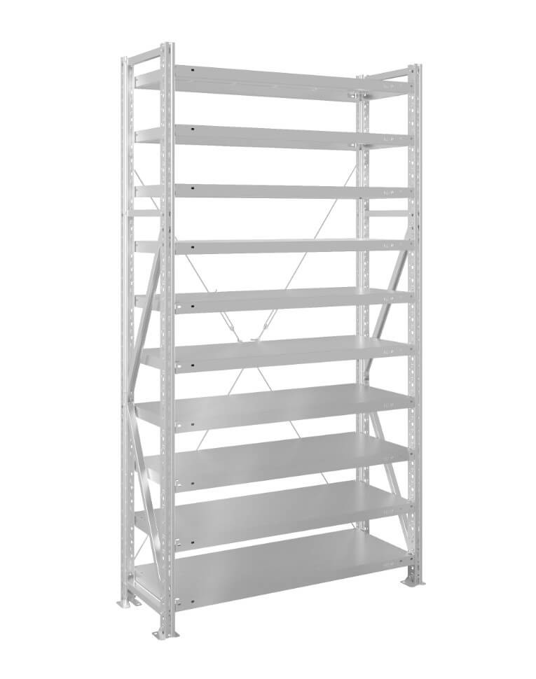 Стеллаж MS U 2500x700x400 10 полок (300 кг, металл) купить в Ухте