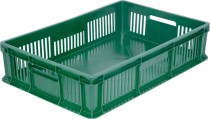 Ящик 600х400х140 мм дно сплош.стенки перф. с полузакрытой ручкой зеленый