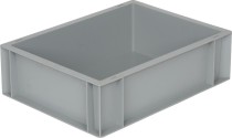 Ящик 400х300х120 сплошной, без ручек, гладкое дно, серый B-4311