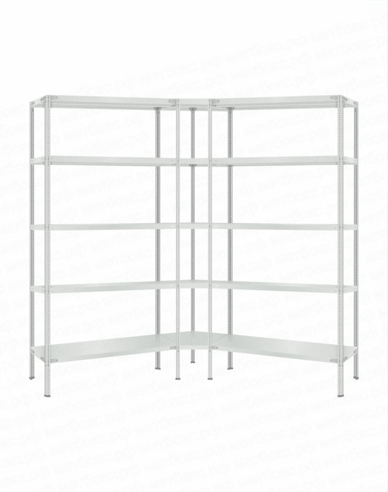 Стеллаж угловой 2000х1700х1700 (5 ярусов глубиной 500мм) купить в Ухте