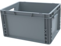 Ящик 400х300х220 сплошной, усиленное дно, цв. серый