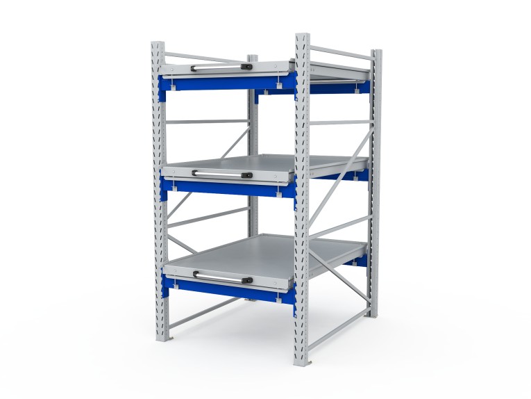 Стеллаж с выкатными платформами S-HEAVY 1000/900 (3 яруса хранения) купить в Ухте
