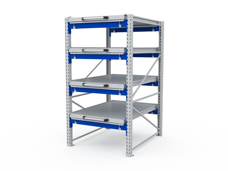 Стеллаж с выкатными платформами S-HEAVY 1000/900 (4 яруса хранения) купить в Ухте