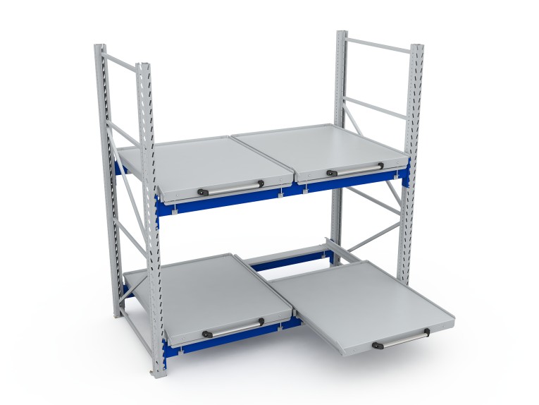 Стеллаж с выкатными платформами S-HEAVY 500 (2 яруса хранения) купить в Ухте