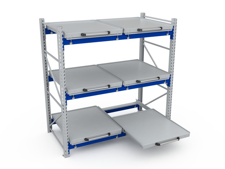 Стеллаж с выкатными платформами S-HEAVY 500 (3 яруса хранения) купить в Ухте