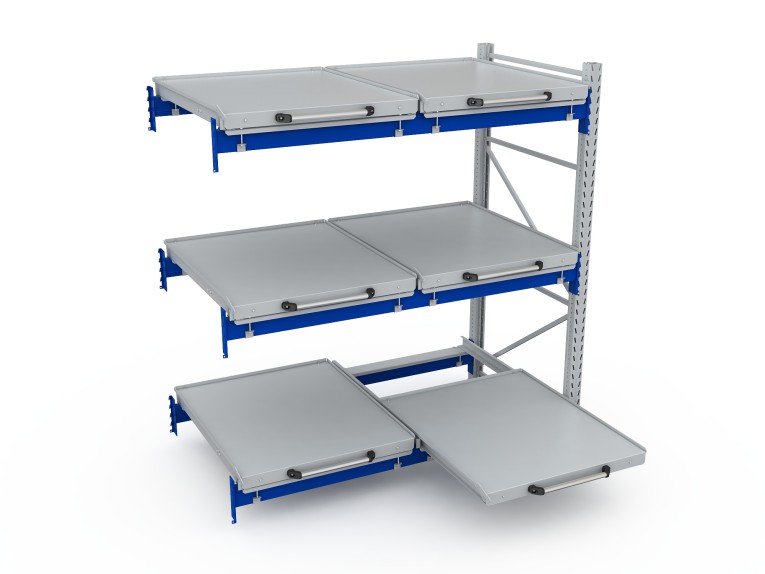 Стеллаж с выкатными платформами S-HEAVY 500 (3 яруса хранения) купить в Ухте