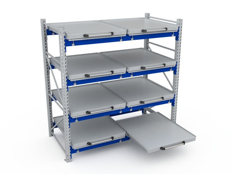 Стеллаж с выкатными платформами S-HEAVY 500 (4 яруса хранения) купить в Ухте