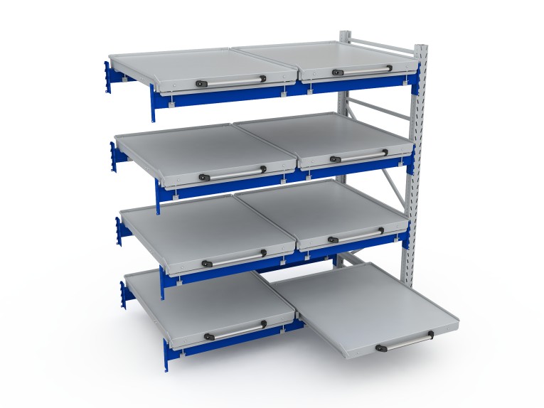 Стеллаж с выкатными платформами S-HEAVY 500 (4 яруса хранения) купить в Ухте